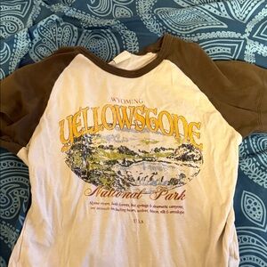 Yellowstone National Park Raglan Baby Tee - Brown and Cream